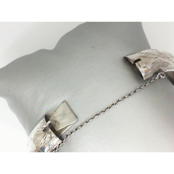 Sterling Silver Cuff Bracelet with Hinge & Safety Chain Image 2 Chipper's Jewelry Bonney Lake, WA