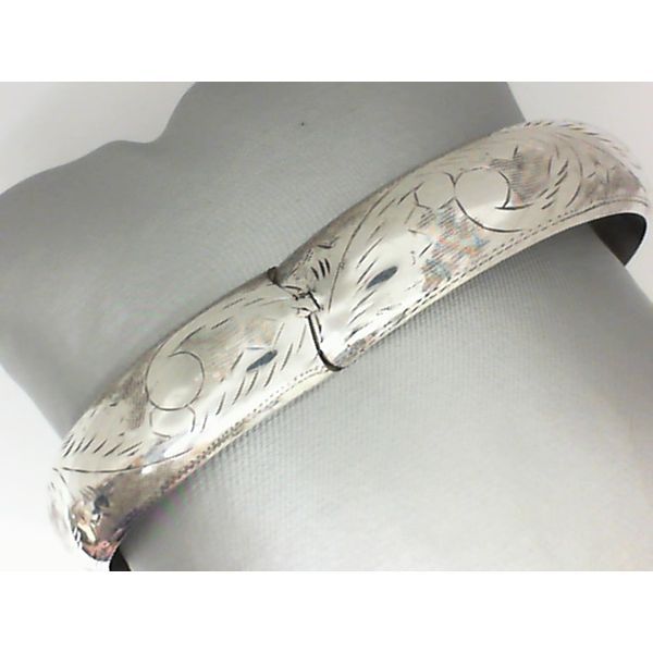 Sterling Silver Cuff Bracelet with Hinge & Safety Chain Image 3 Chipper's Jewelry Bonney Lake, WA