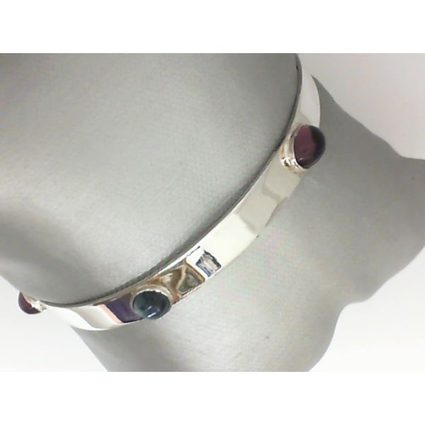 Sterling Silver 6-Stone Bangle Bracelet Image 2 Chipper's Jewelry Bonney Lake, WA