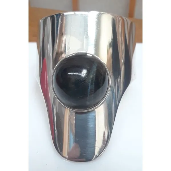 925 Silver Cuff Bracelet with Black Stone Image 3 Chipper's Jewelry Bonney Lake, WA