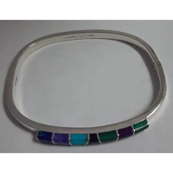 Sterling Silver Hinged Bangle Bracelet w/Colored Stones Image 2 Chipper's Jewelry Bonney Lake, WA