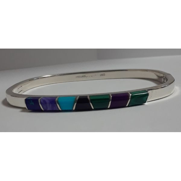 Sterling Silver Hinged Bangle Bracelet w/Colored Stones Chipper's Jewelry Bonney Lake, WA