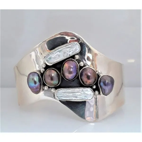 925 Cuff Bracelet with Look of Pearls Chipper's Jewelry Bonney Lake, WA