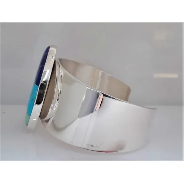 925 Cuff with Blue and Green Stone Inlay Image 2 Chipper's Jewelry Bonney Lake, WA