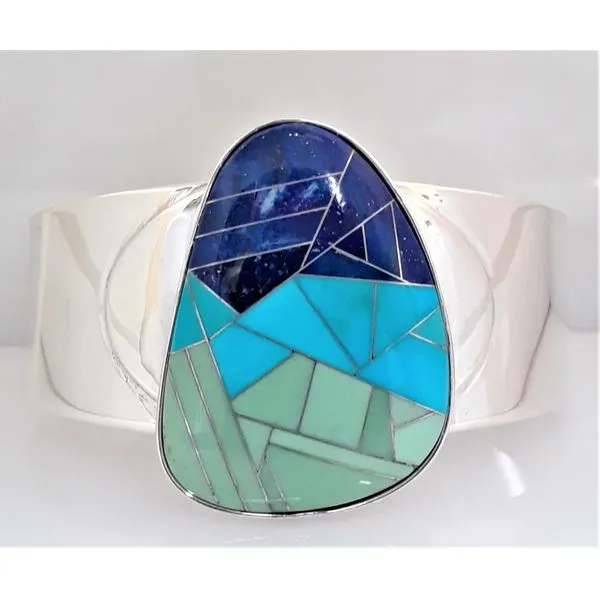 925 Cuff with Blue and Green Stone Inlay Chipper's Jewelry Bonney Lake, WA