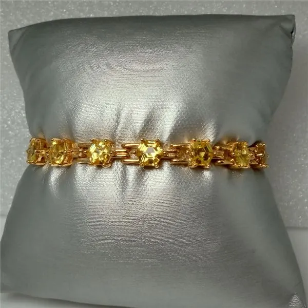 Yellow-Tone Sterling Silver Bracelet with Yellow Cubic Zirconium Chipper's Jewelry Bonney Lake, WA