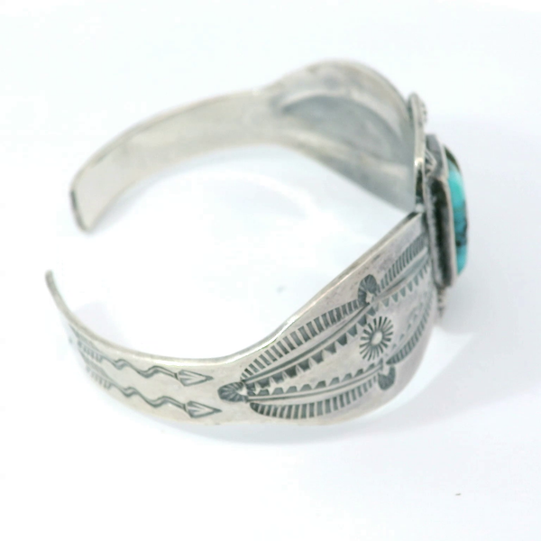 1950's Coin Silver Turquoise Cuff Bracelet Image 2 Chipper's Jewelry Bonney Lake, WA