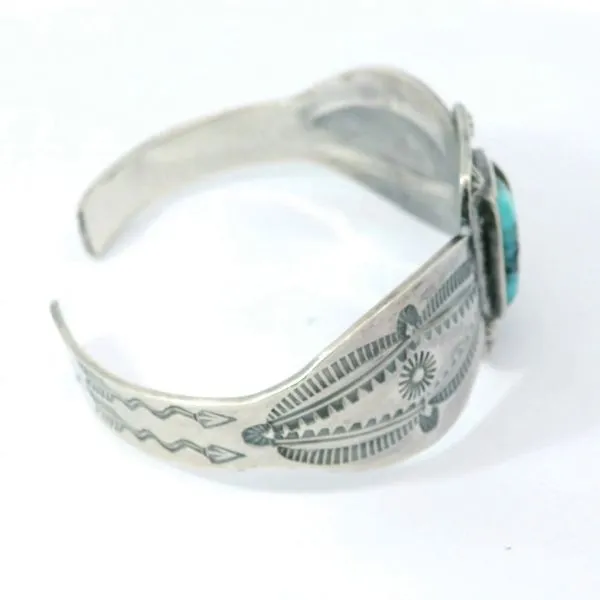 Coin Silver Turquoise Cuff Bracelet Image 2 Chipper's Jewelry Bonney Lake, WA