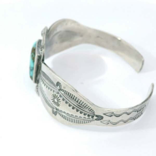 1950's Coin Silver Turquoise Cuff Bracelet Image 3 Chipper's Jewelry Bonney Lake, WA