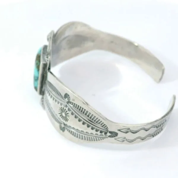Coin Silver Turquoise Cuff Bracelet Image 3 Chipper's Jewelry Bonney Lake, WA