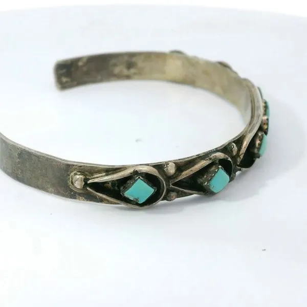 Turquoise Sterling Cuff Bracelet Signed L. Esaalio Image 2 Chipper's Jewelry Bonney Lake, WA