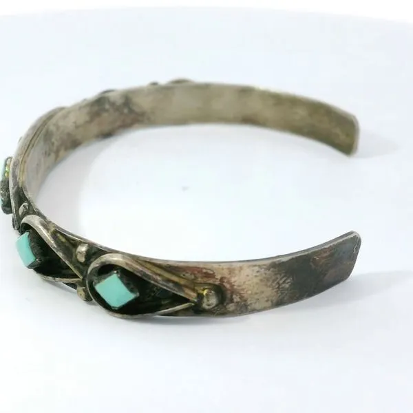 Turquoise Sterling Cuff Bracelet Signed L. Esaalio Image 3 Chipper's Jewelry Bonney Lake, WA