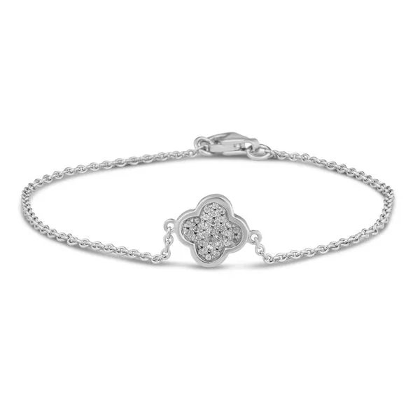 Sterling Silver White Sapphire Clover Bracelet Chipper's Jewelry Bonney Lake, WA