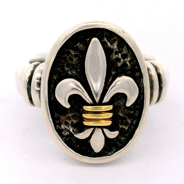 Sterling Silver 18K Gold Accent Fleur de Lis Ring, size 7 Chipper's Jewelry Bonney Lake, WA