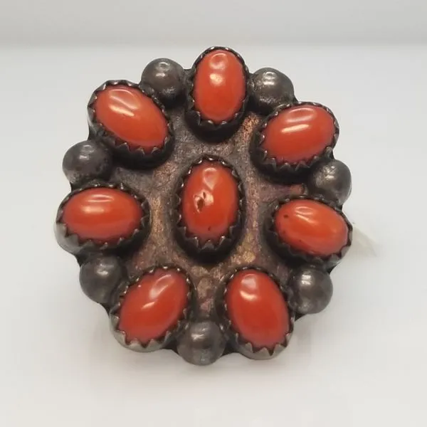 Native American Coral 8 Stone Ring Chipper's Jewelry Bonney Lake, WA