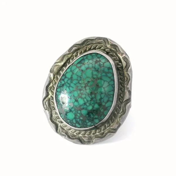 Genuine Lander Blue Spider Web Turquoise Ring Image 2 Chipper's Jewelry Bonney Lake, WA