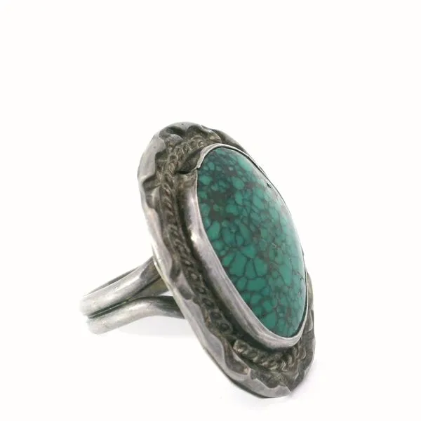 Genuine Lander Blue Spider Web Turquoise Ring Chipper's Jewelry Bonney Lake, WA
