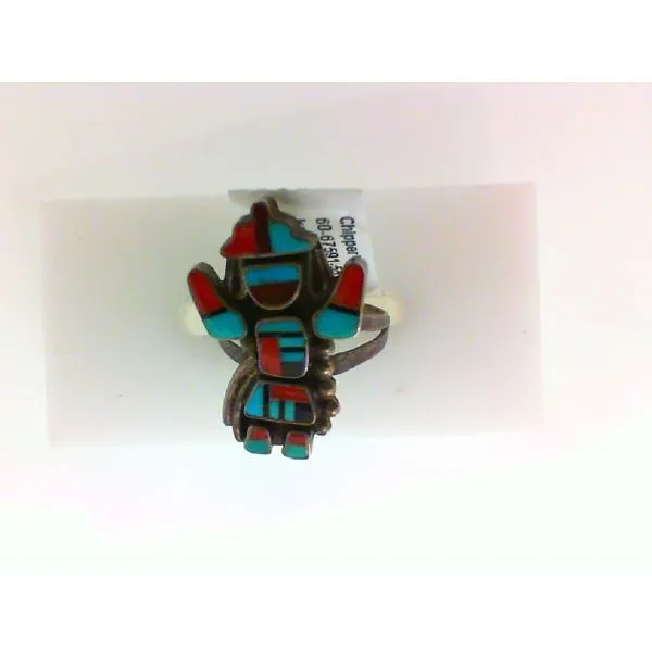 Genuine Turquoise and Coral Rainbow Warrior Sterling Silver Ring Chipper's Jewelry Bonney Lake, WA