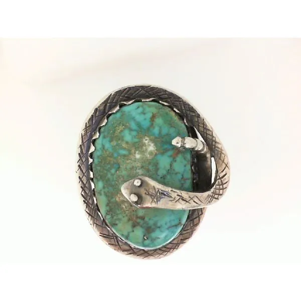 Genuine Carico Lake Turquoise Sterling Silver Gents Ring with Snake Chipper's Jewelry Bonney Lake, WA