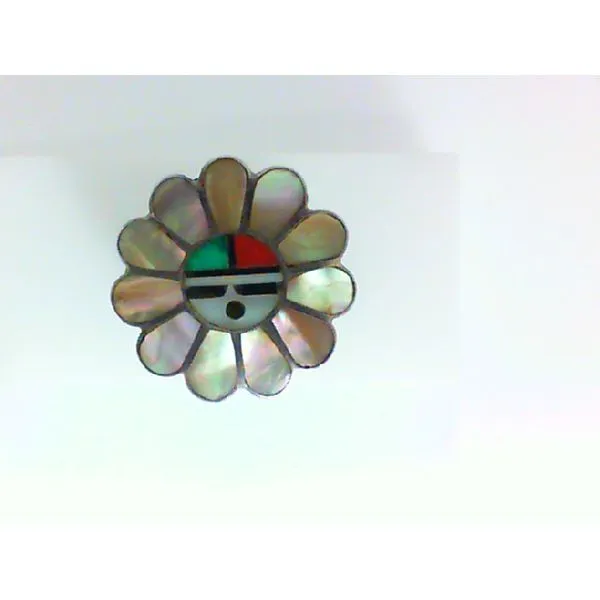 Native American Mother of Pearl, Turquoise, Coral and Jet Inlay Sterling Silver Ring Chipper's Jewelry Bonney Lake, WA
