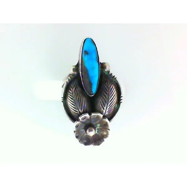 Genuine Turquoise Sterling Silver Navajo Native American Rin