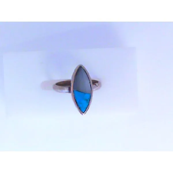 Native American Turquoise & Mother of Pearl Inlay Sterling Silver Ring Chipper's Jewelry Bonney Lake, WA