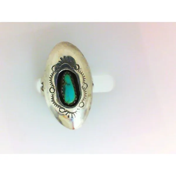 Genuine Turquoise Native American Sterling Silver Shadow Box Ring Chipper's Jewelry Bonney Lake, WA