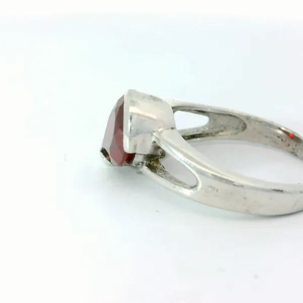 Rhodium Plated Sterling Silver Garnet Ring Image 2 Chipper's Jewelry Bonney Lake, WA