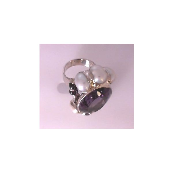 Sterling Silver Amethyst & Cultured Pearls Ring Image 2 Chipper's Jewelry Bonney Lake, WA