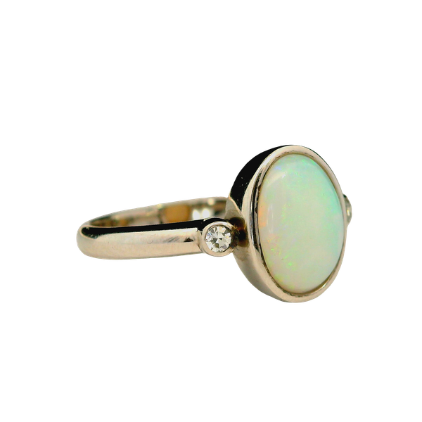 Oval Opal and Dias Ring Image 2 Chipper's Jewelry Bonney Lake, WA