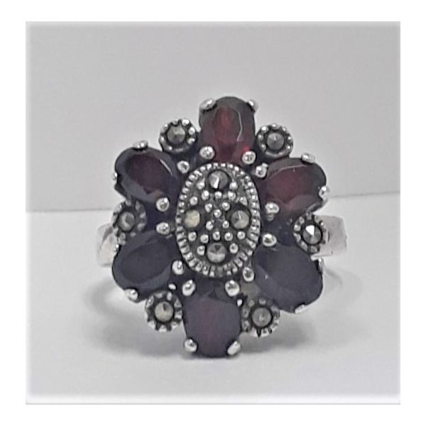 Sterling Silver Garnet and Marcasite Ring Chipper's Jewelry Bonney Lake, WA