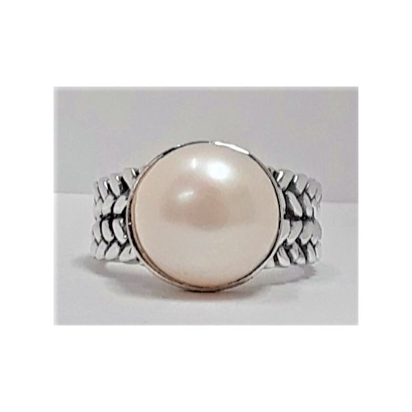 Sterling Silver Button Freshwater Pearl Ring Chipper's Jewelry Bonney Lake, WA