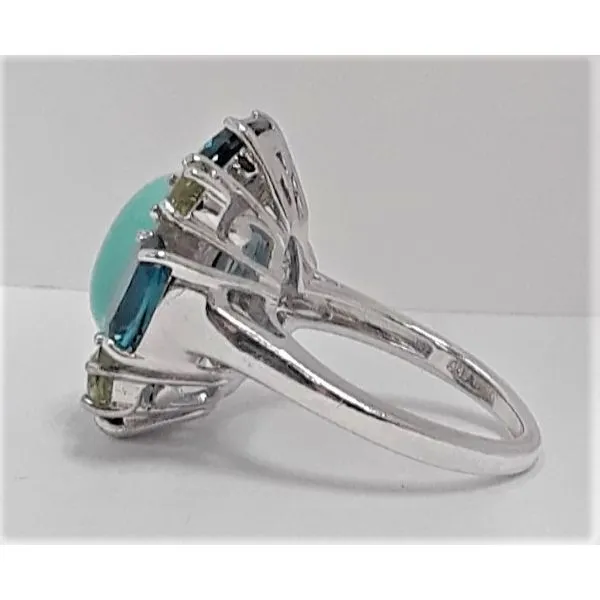 Sterling Silver Blue and Green Side Stone Ring Image 2 Chipper's Jewelry Bonney Lake, WA