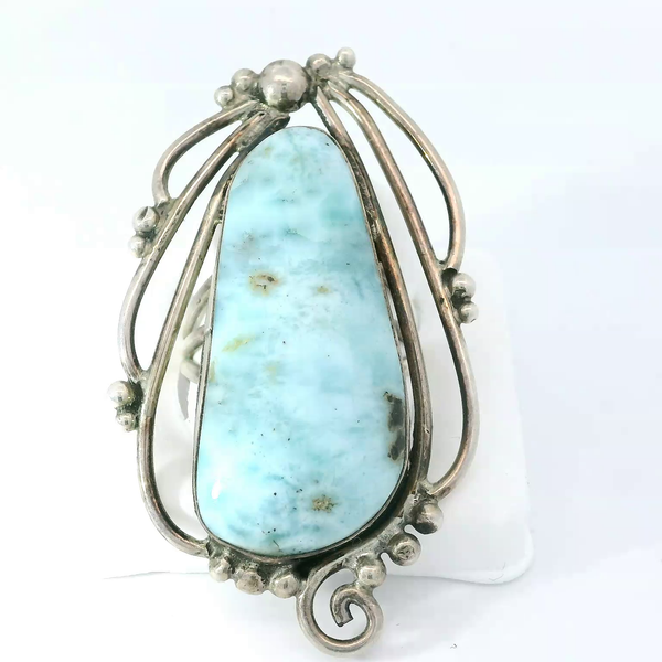 Native American Sterling Silver Larimar Ring Chipper's Jewelry Bonney Lake, WA