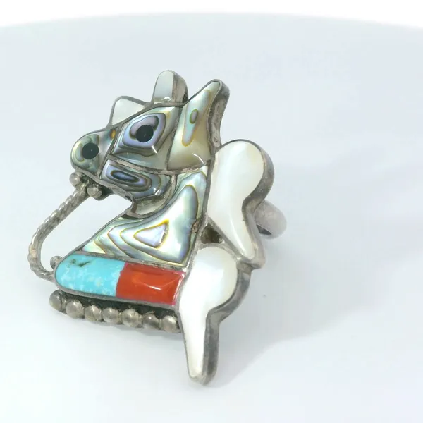 Vintage Sterling Zuni Horse Ring Sz. 7 Image 4 Chipper's Jewelry Bonney Lake, WA