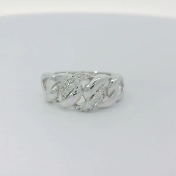 Sterling Silver White Sapphire Chain Style Ring Sz. 7 Chipper's Jewelry Bonney Lake, WA