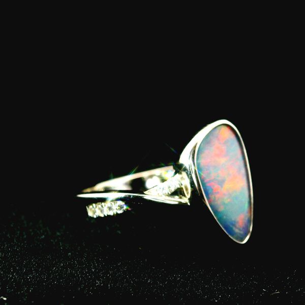 Sterling Silver Opal Doublet Diamond Ring Image 2 Chipper's Jewelry Bonney Lake, WA
