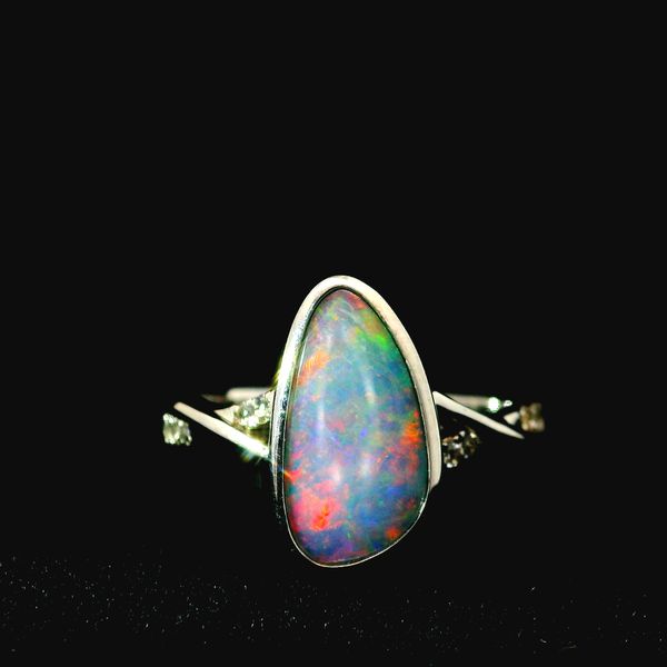 Sterling Silver Opal Doublet Diamond Ring Image 5 Chipper's Jewelry Bonney Lake, WA