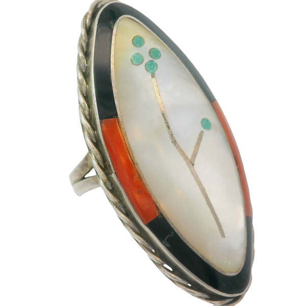 Vintage Zuni Inlay Flower Ring Sz. 6 Chipper's Jewelry Bonney Lake, WA