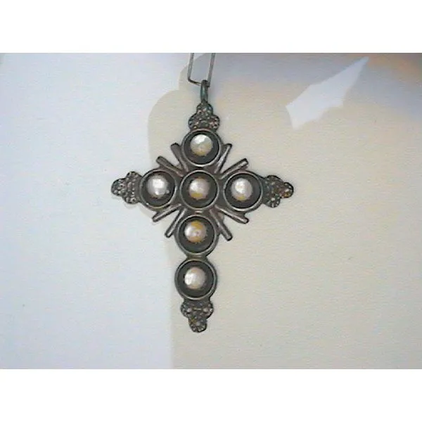 Native American Zuni Yellow Mother of Pearl Cross Pendant Chipper's Jewelry Bonney Lake, WA
