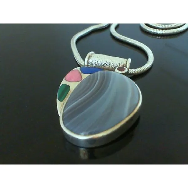 925 Silver Bezel set Botswana Agate Pendant with Chain Chipper's Jewelry Bonney Lake, WA