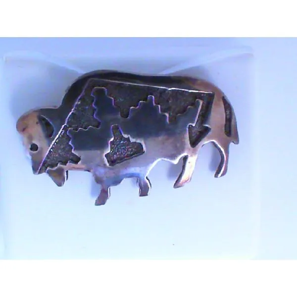 Sterling Silver Native American Buffalo Pendant/Pin Chipper's Jewelry Bonney Lake, WA