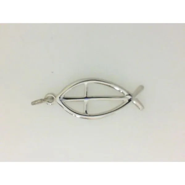 925 Rhodium-Plated Ichthus Fish Charm Chipper's Jewelry Bonney Lake, WA