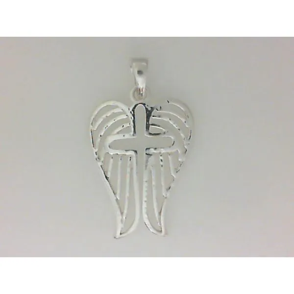 Sterling Silver Textured Wing Cross Pendant Chipper's Jewelry Bonney Lake, WA