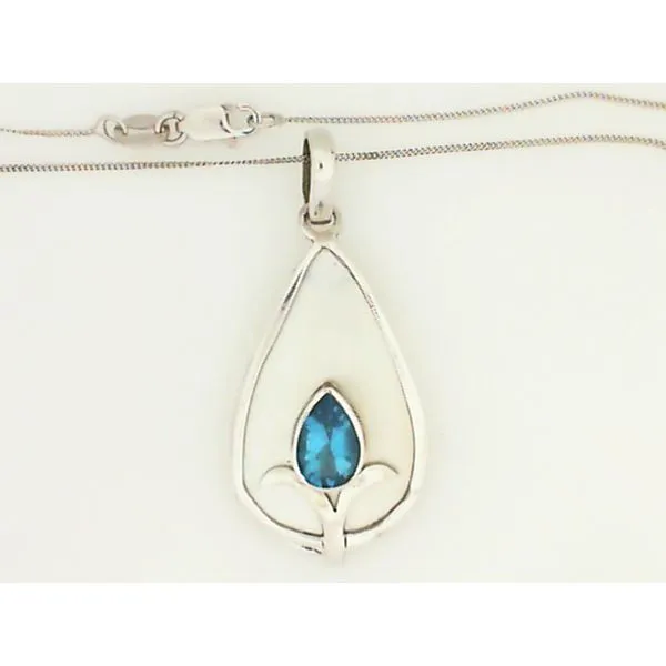 925 Blue Topaz & Mother of Pearl Pendant Chipper's Jewelry Bonney Lake, WA