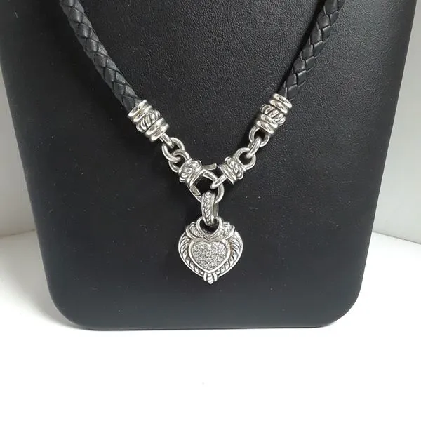 Sterling Silver Heart on Braided Black Cord Chipper's Jewelry Bonney Lake, WA