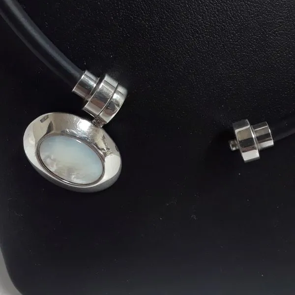 Sterling Silver Oval Pendant on Black Cord Image 3 Chipper's Jewelry Bonney Lake, WA