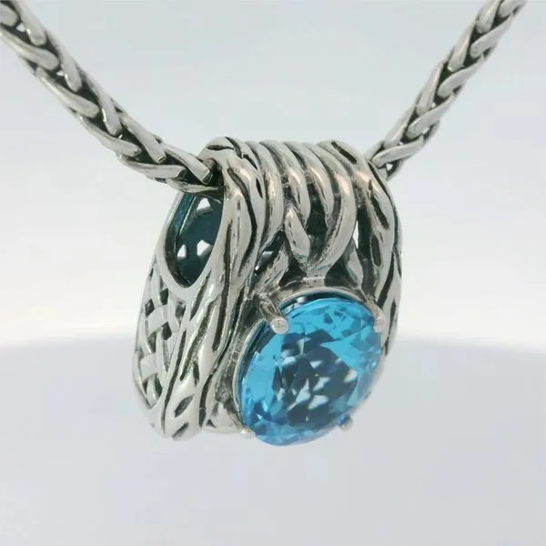 Sterling Silver Blue Topaz Pendant w/17