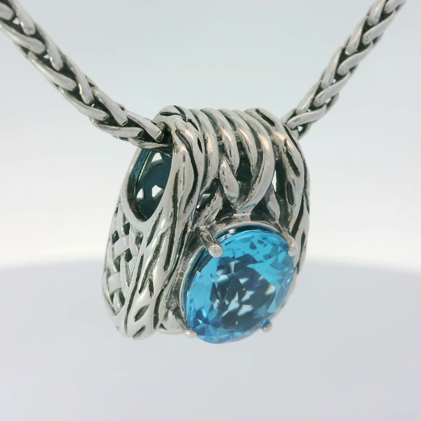 Sterling Silver Blue Topaz Pendant Image 3 Chipper's Jewelry Bonney Lake, WA