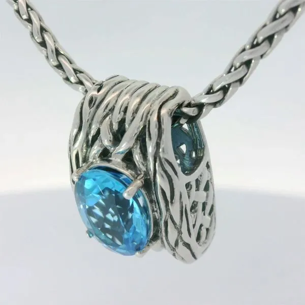 Sterling Silver Blue Topaz Pendant w/17